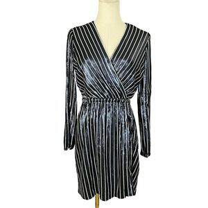 JACK by BB Dakota Sequin Mini‎ Dress Black White Stripe XS Glam Cocktail Party
